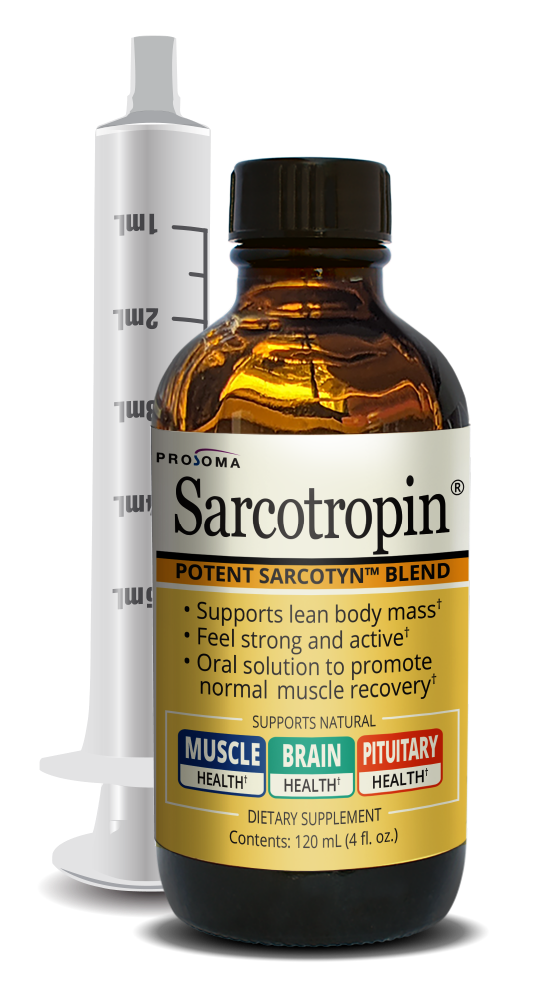 An image of a bottle of Sarcotropin with a syringe
