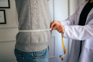 A doctor measuring a patient’s waist